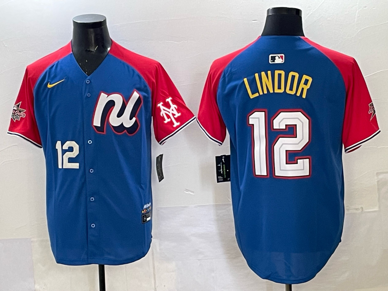Men New York Mets #12 Lindor Blue white All star 2025 Nike MLB Jersey 004->new york mets->MLB Jersey